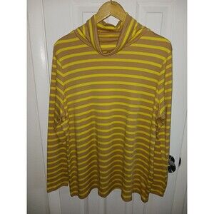 Isaac Mizrahi Live! Essentials Long Sleeve 1X Striped‎ Brown Yellow Turtle Neck